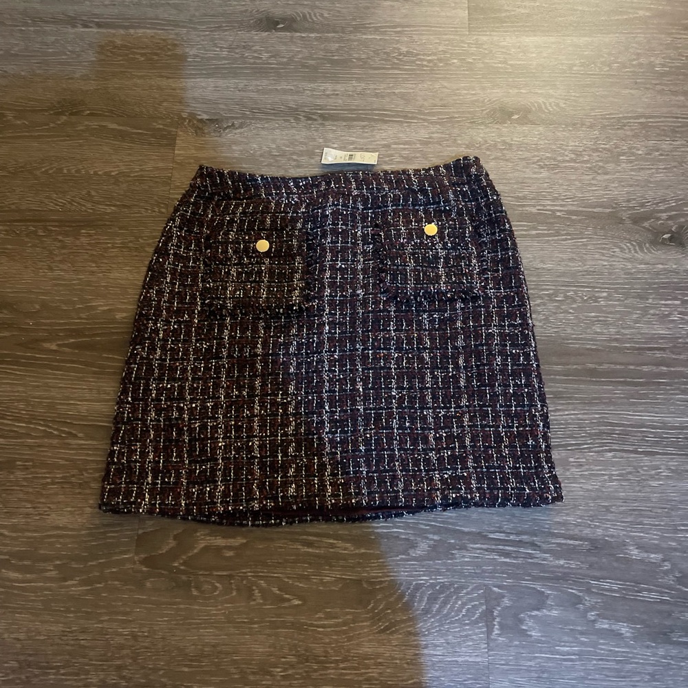 Ann Taylor Black and Brown Tweed Mini Skirt